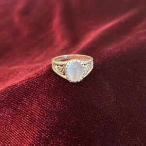 VINTAGE MOONSTONE ART DECO STERLING SILVER RING SIZE 5